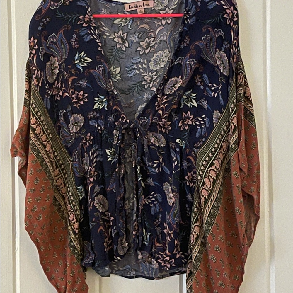 Beautiful hippie open front paisley shirt